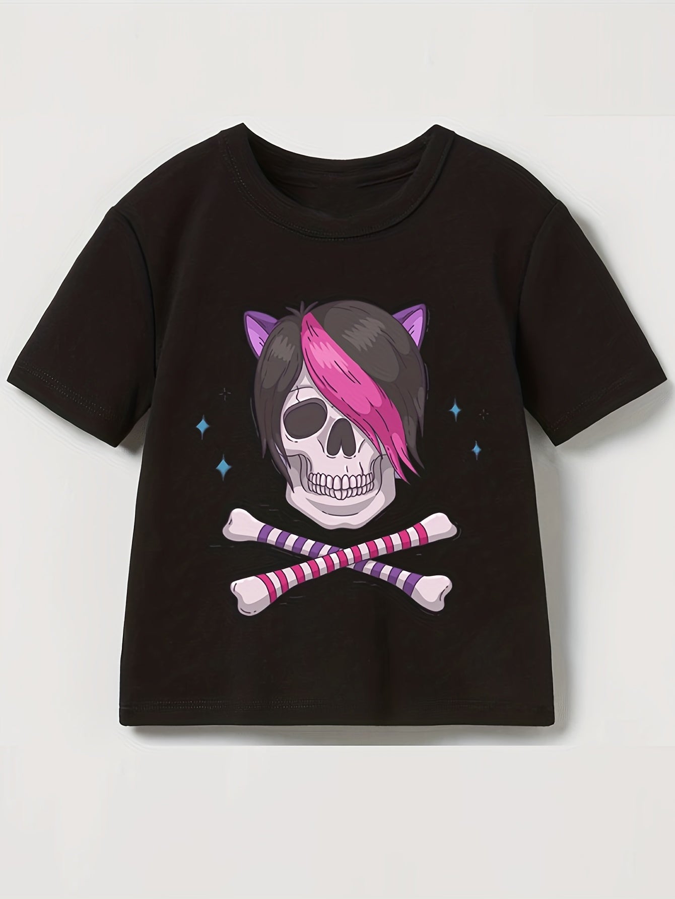 Girls Colorful Skull Graphic Tee