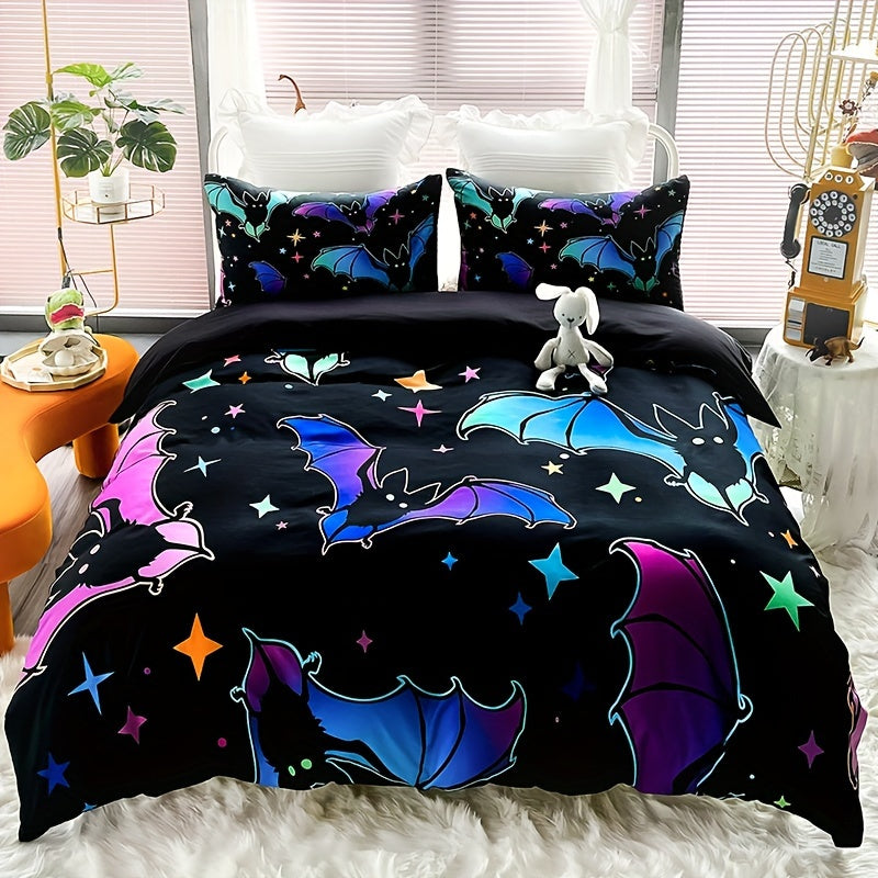 3pcs Bat Print Duvet Cover Set