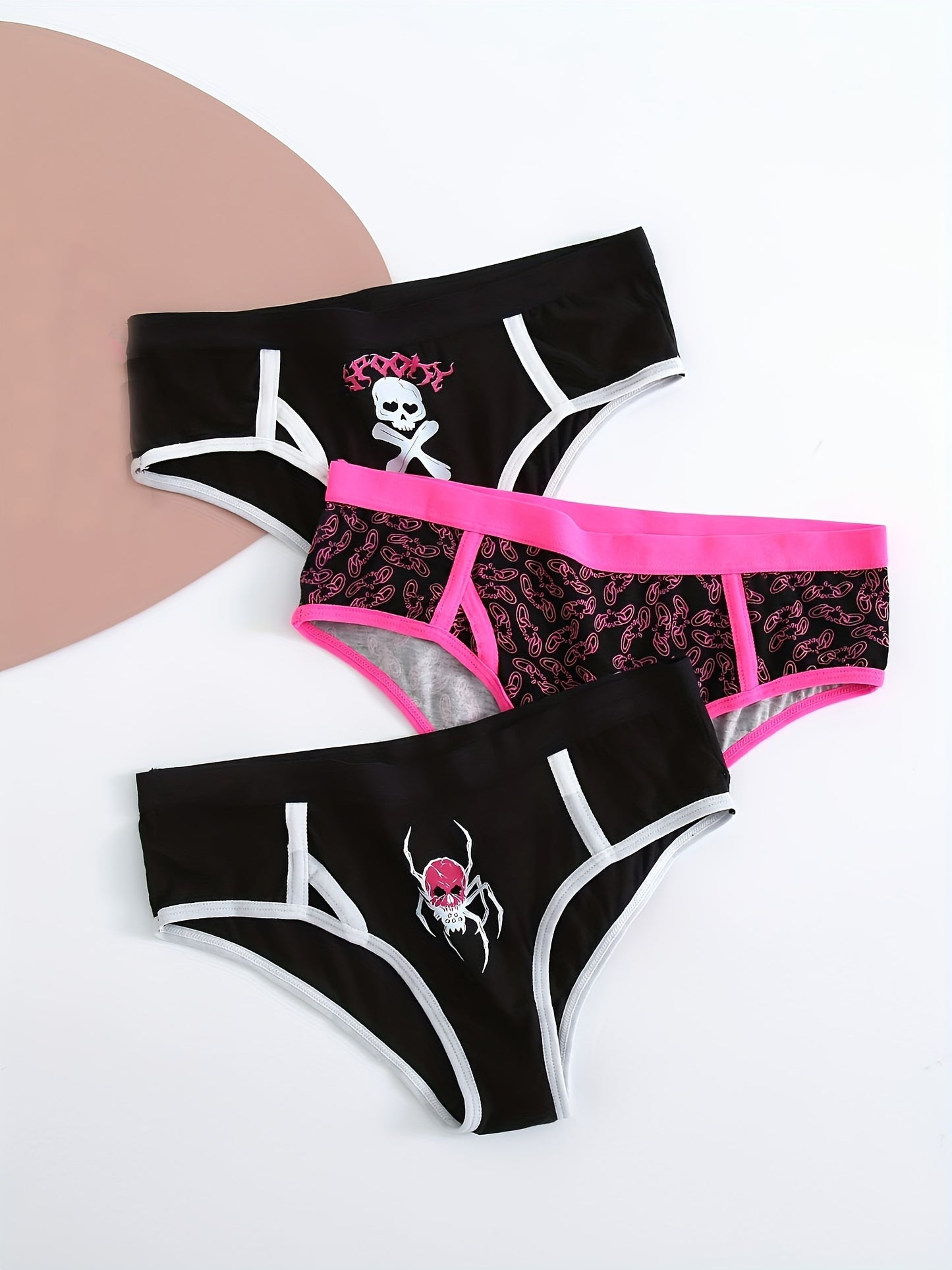 3pcs Punk Skull Pattern Briefs