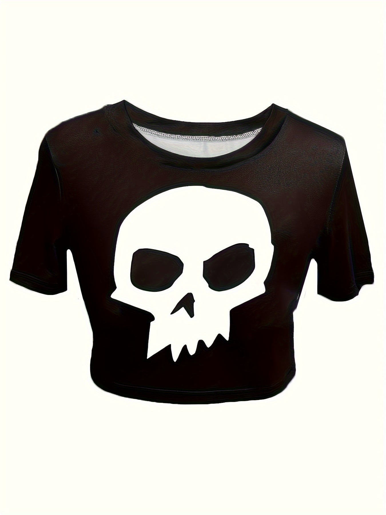 Skull Print Crew Neck T-Shirt