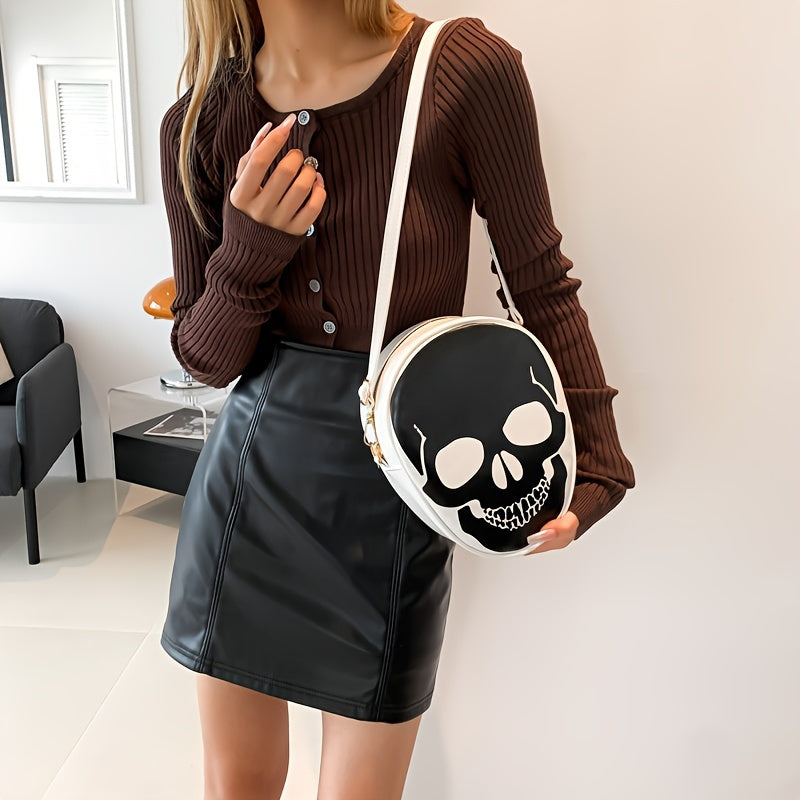 Gothic Skull Shaped Novelty Bag, Fashion Crossbody Bag, Women's Trendy Handbag, Shoulder Bag & Purse