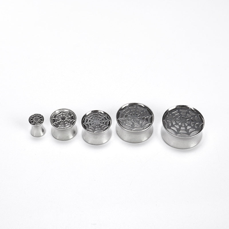 2pcs Stainless Steel Spider Web Ear Plug