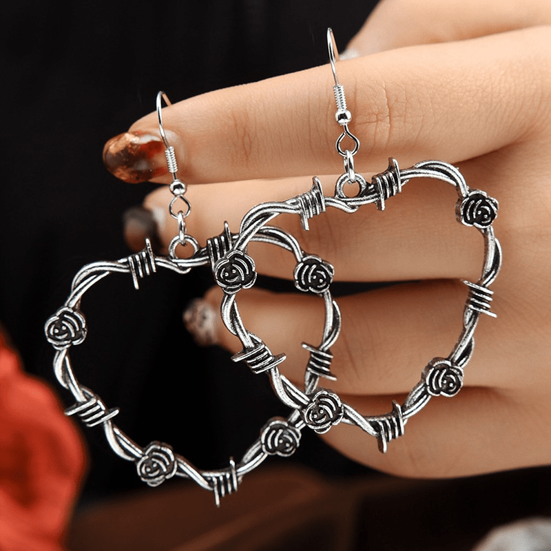 Gothic Heart Shape Pendant Earrings