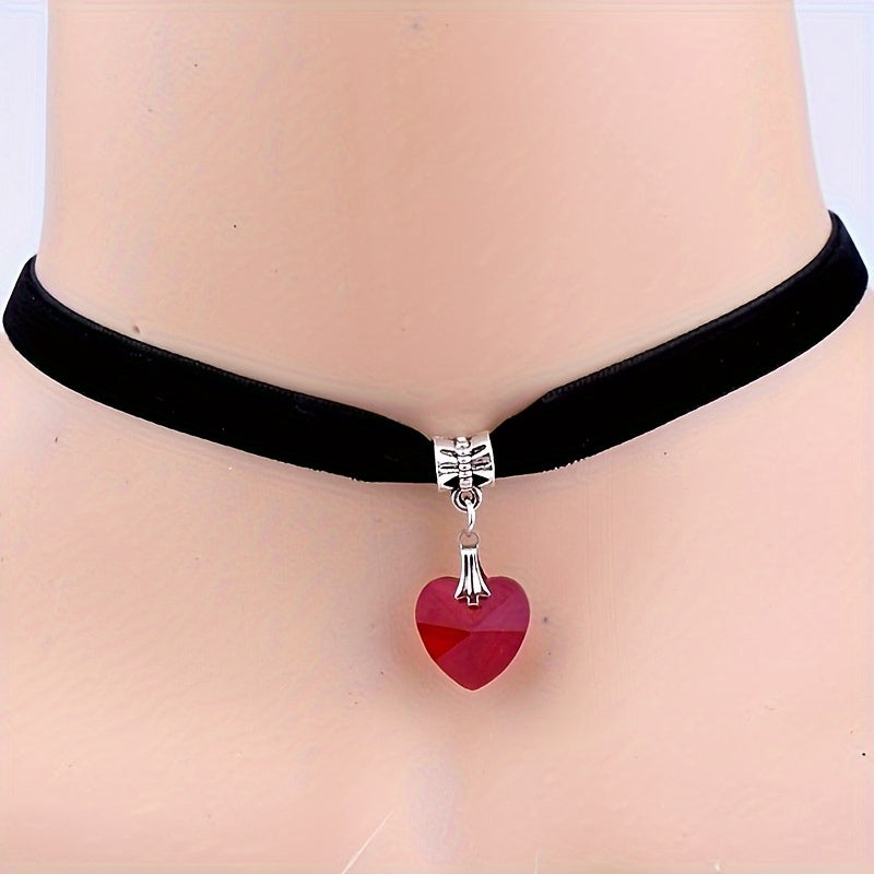 Gothic Crystal Heart Choker