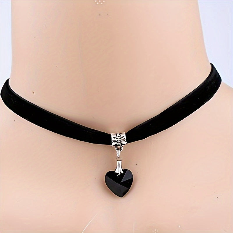 Gothic Crystal Heart Choker