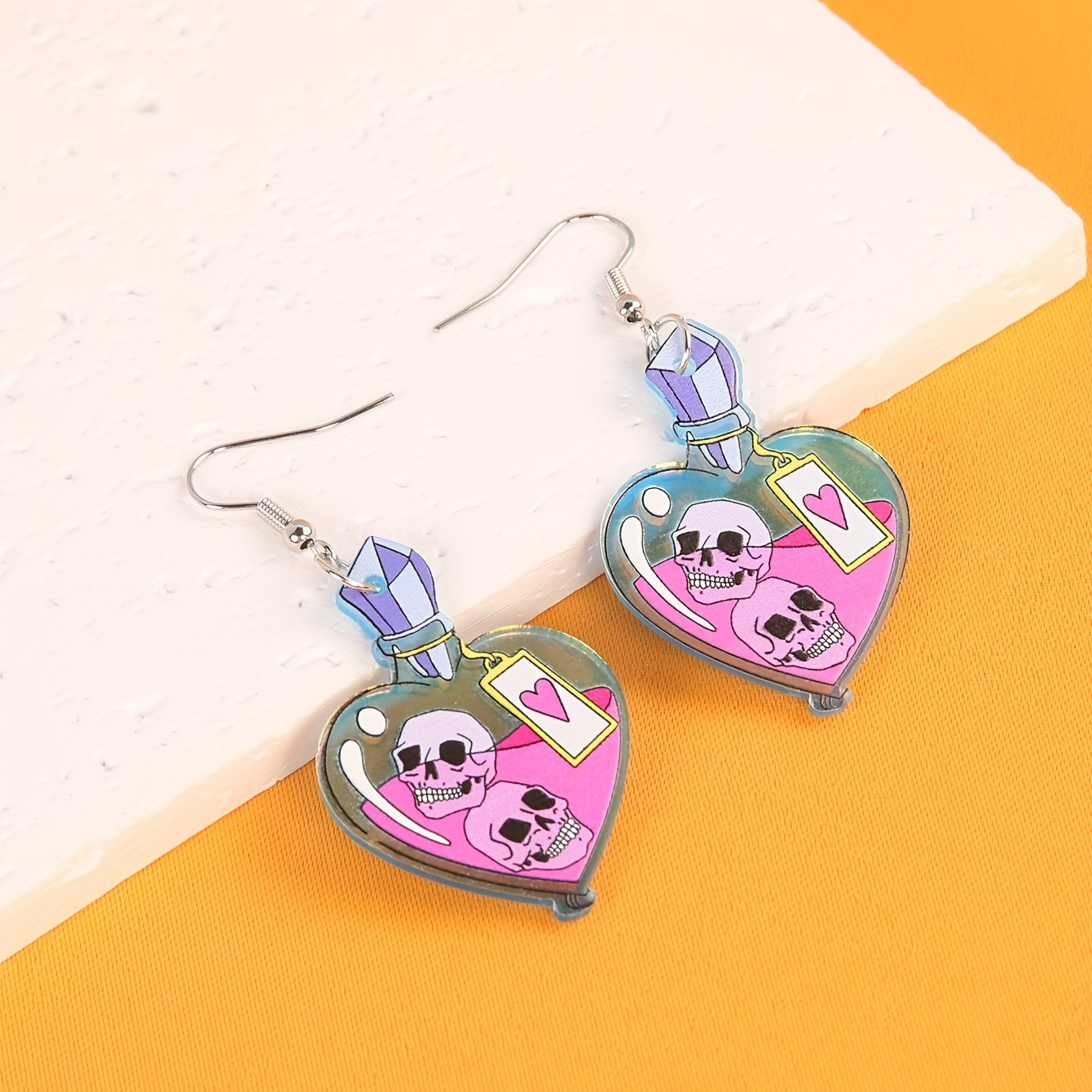 Skull Poison Bottle Design Earrings