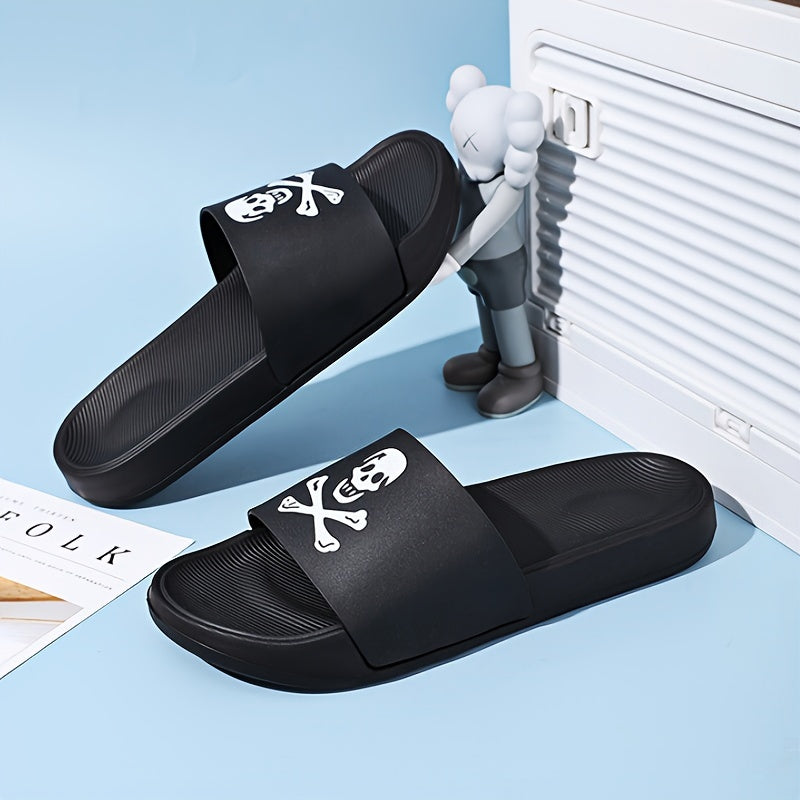 Skull And Crossbones Print Slides For Men