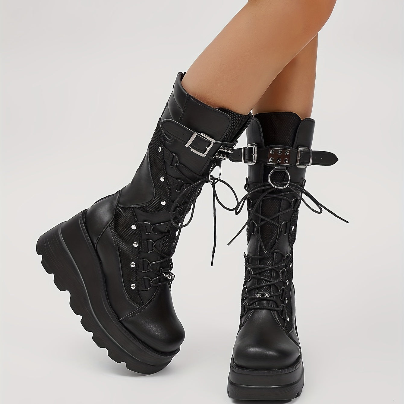 Women's High-Platform Mid-Calf Boots