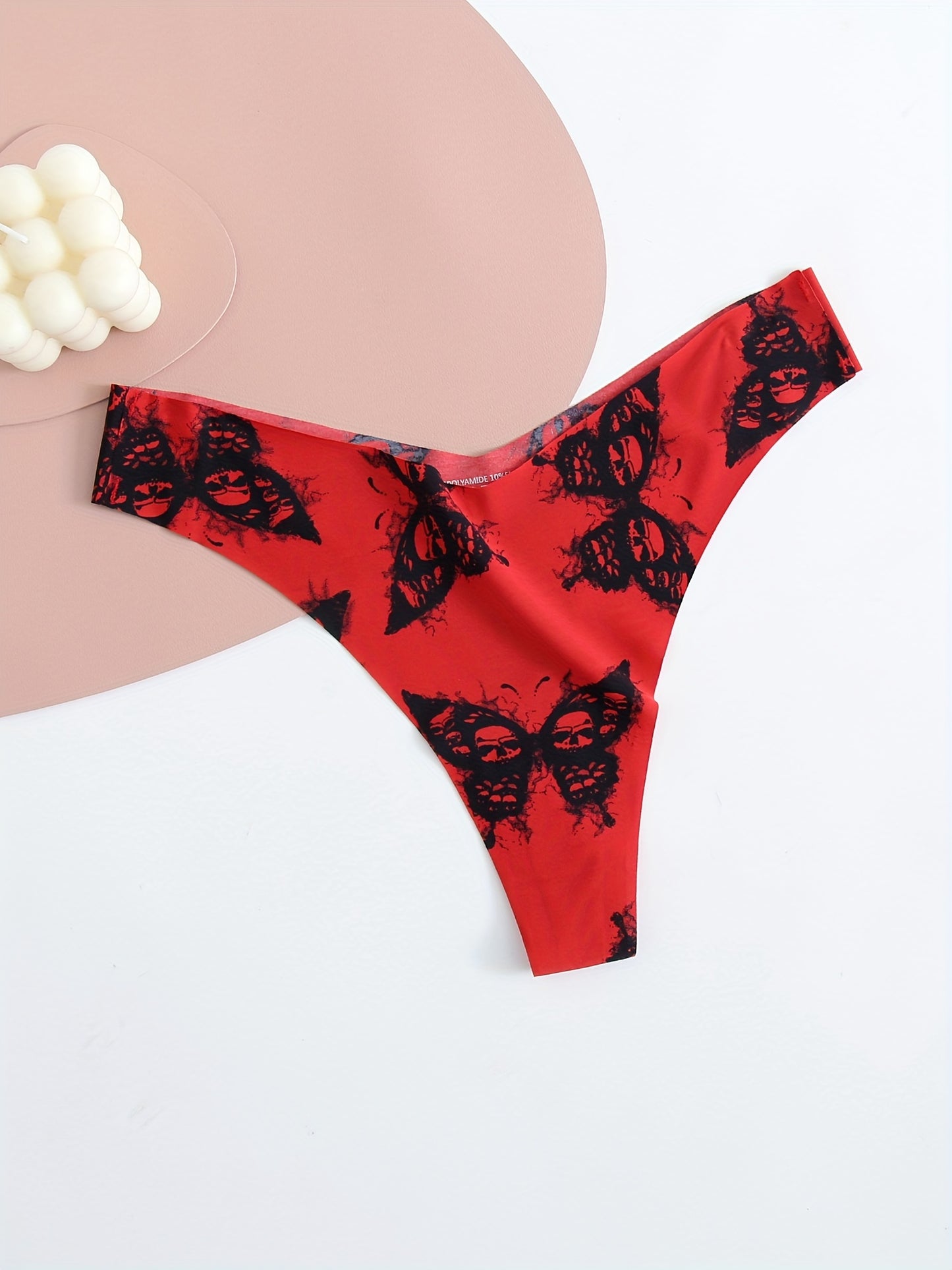 4pcs Low Waist Print Thongs