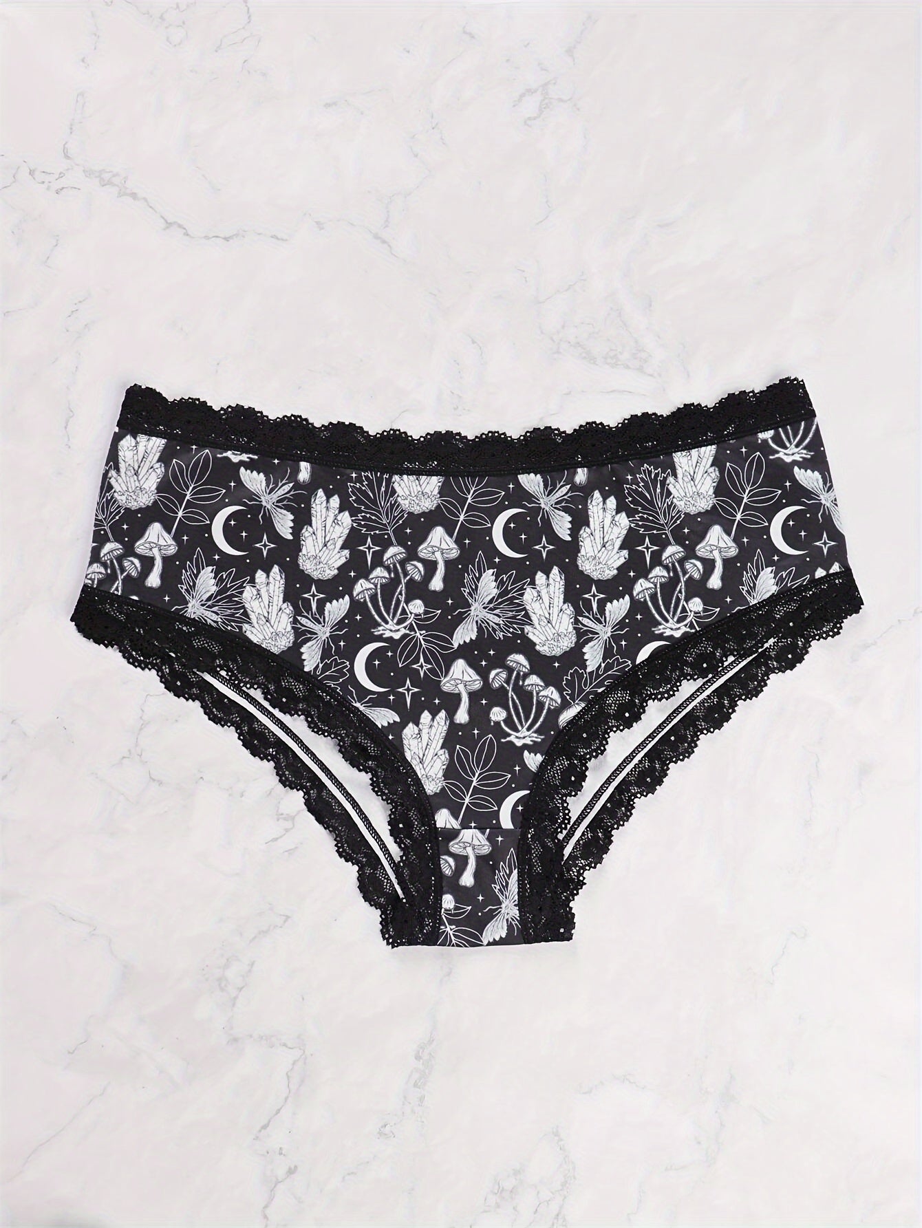 Plus Size Mushroom & Eyeball & Moon Pattern Panties