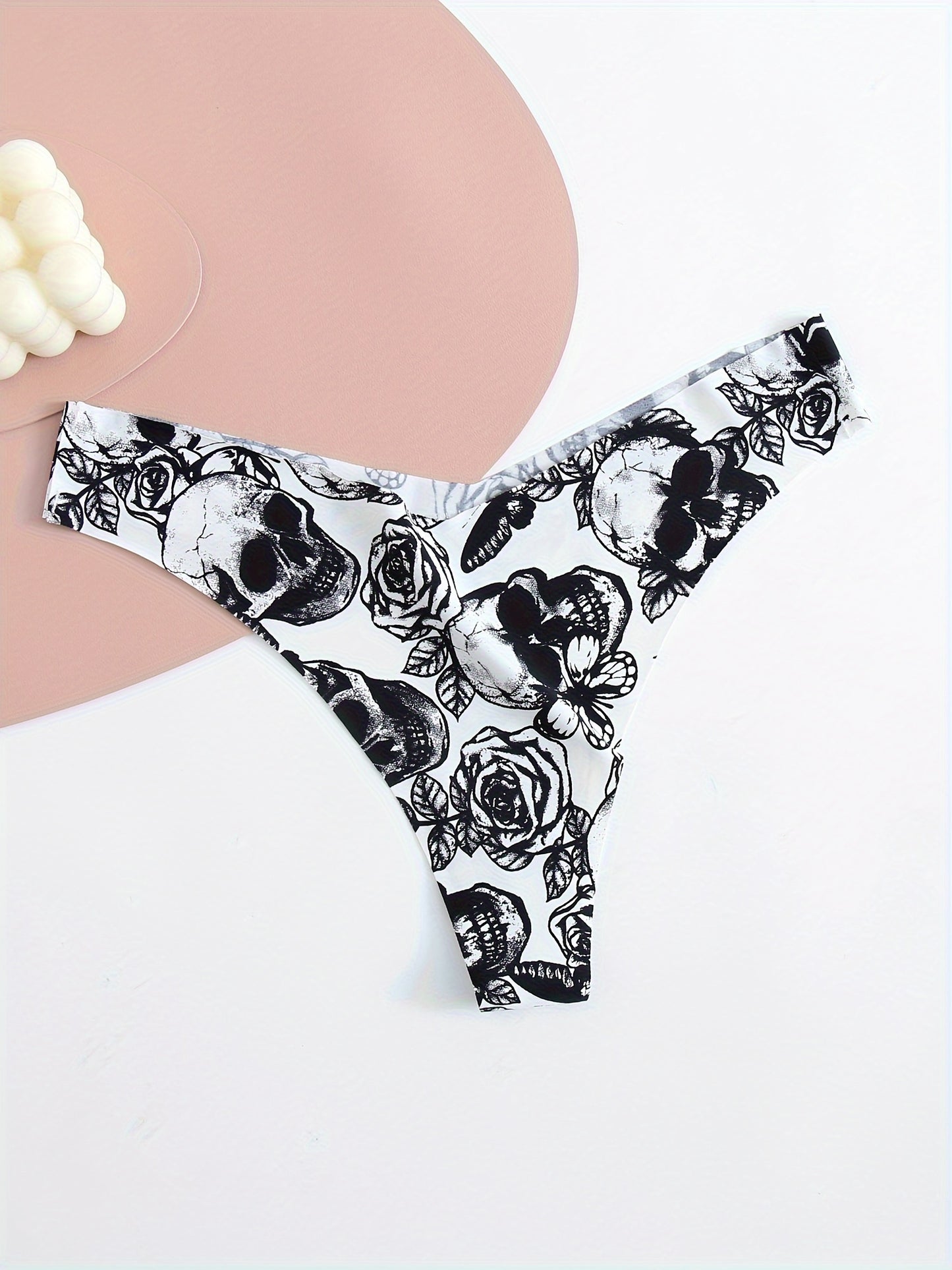 4pcs Low Waist Print Thongs