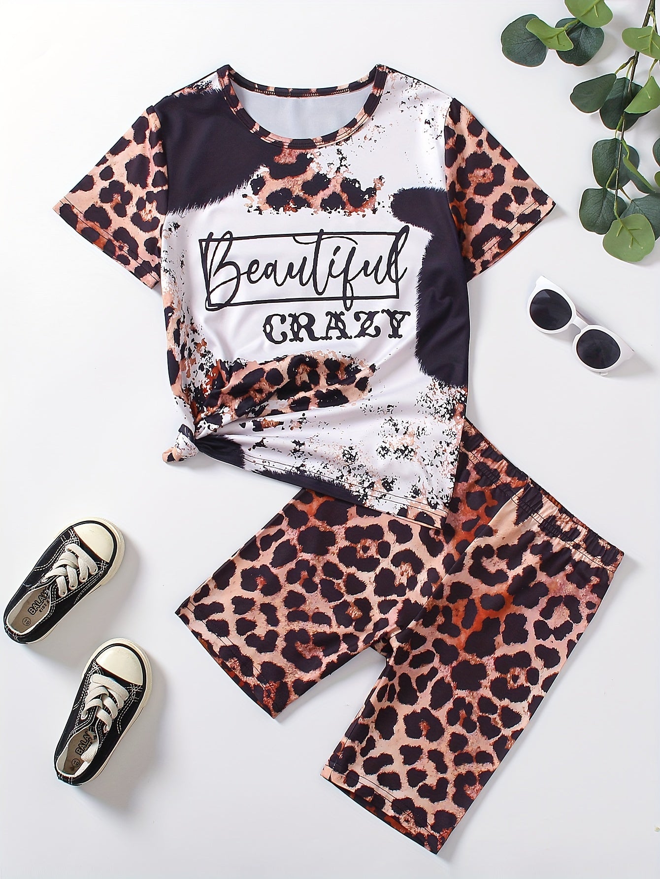 Cheetah print 2pcs Summer Outfit