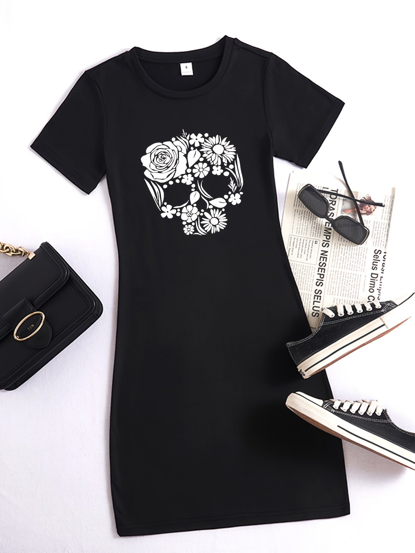 Skull Print Tee Dress