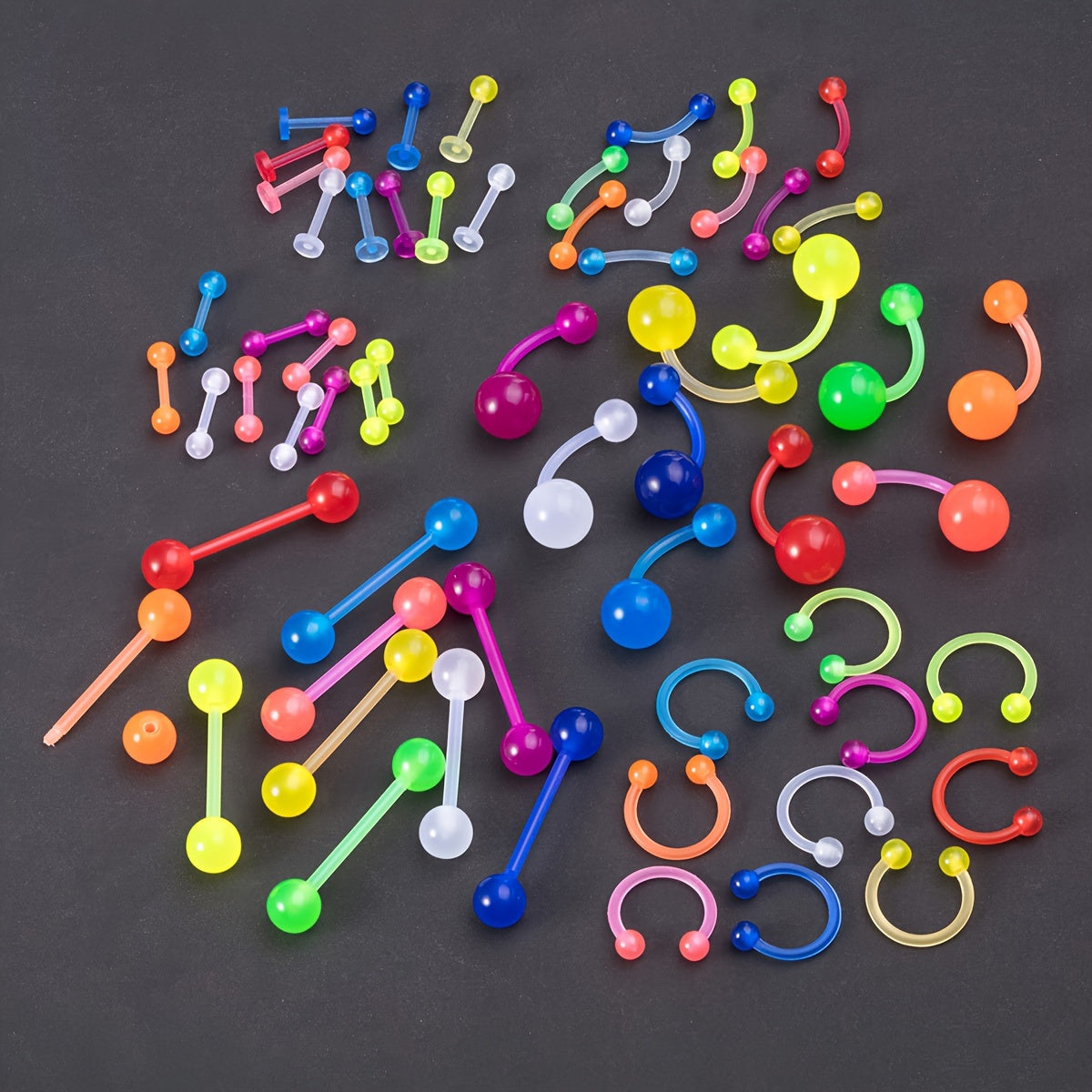 60pcs Glow In The Dark Body Piercing Kit