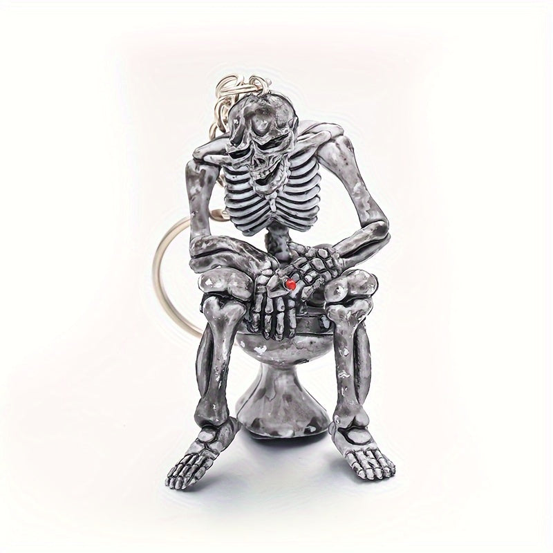 Gothic Skeleton on Toilet Bag Charm