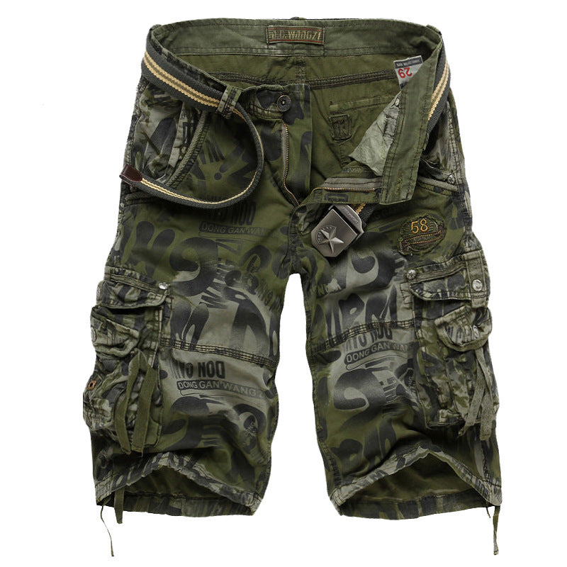 Men's Denim Loose Casual Five-point Camouflage Shorts