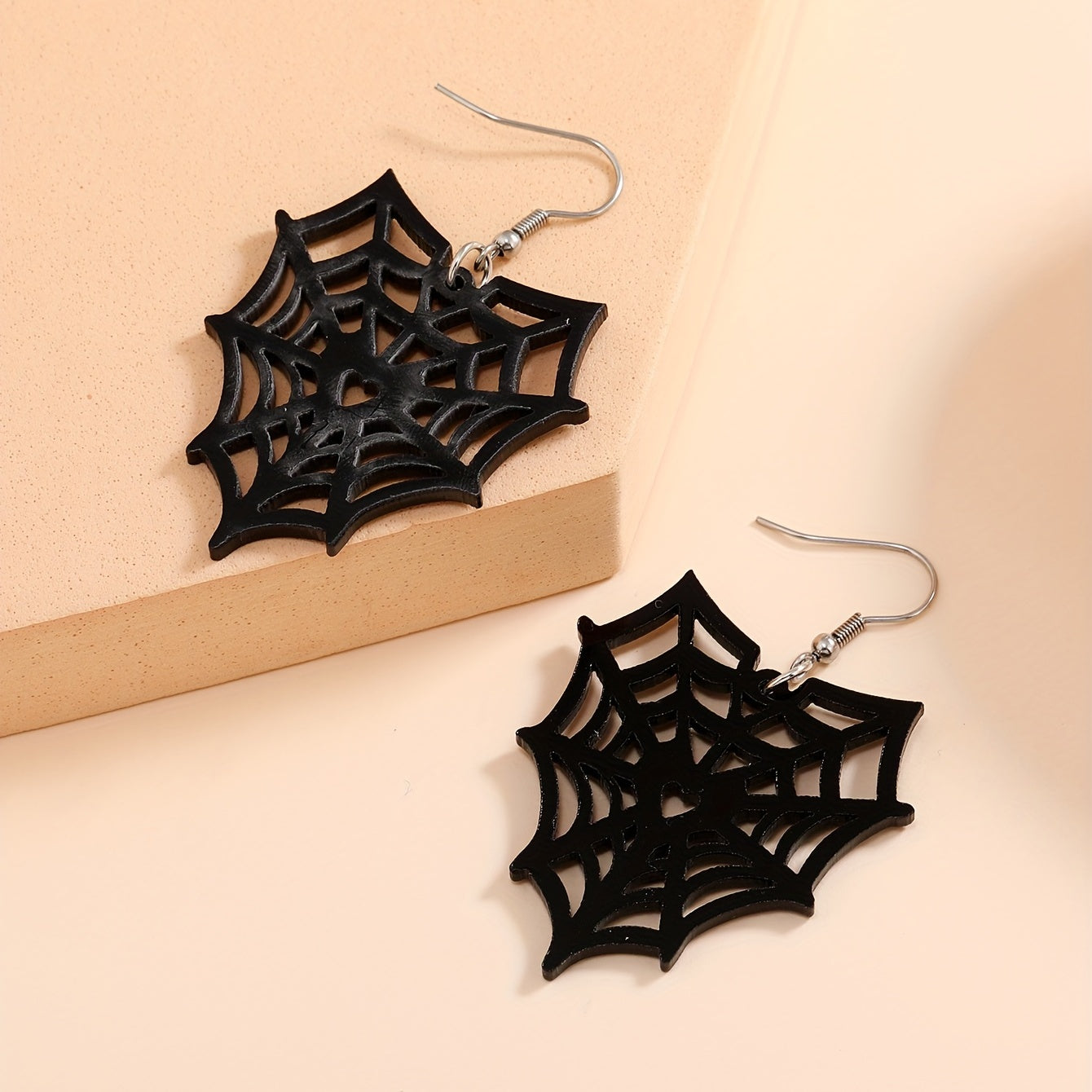 Black Spider Web Earrings