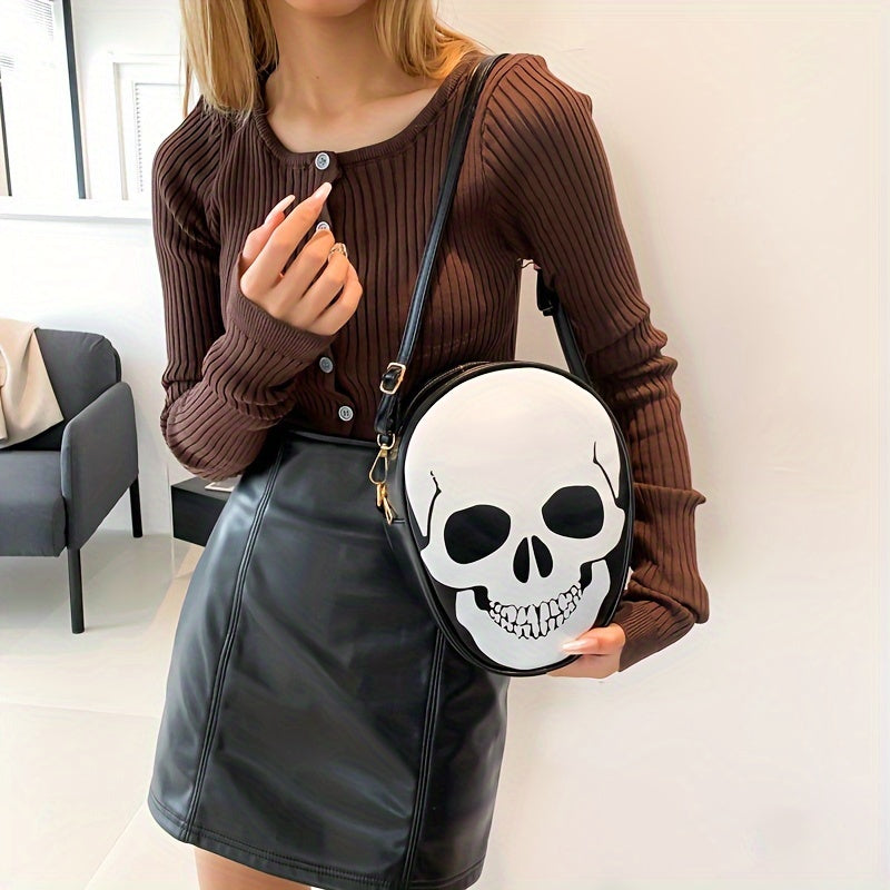 Gothic Skull Shaped Novelty Bag, Fashion Crossbody Bag, Women's Trendy Handbag, Shoulder Bag & Purse