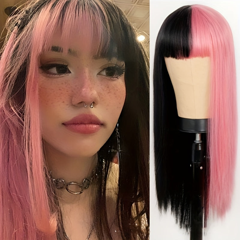 Two Tone Long Straight Synthetic Wig