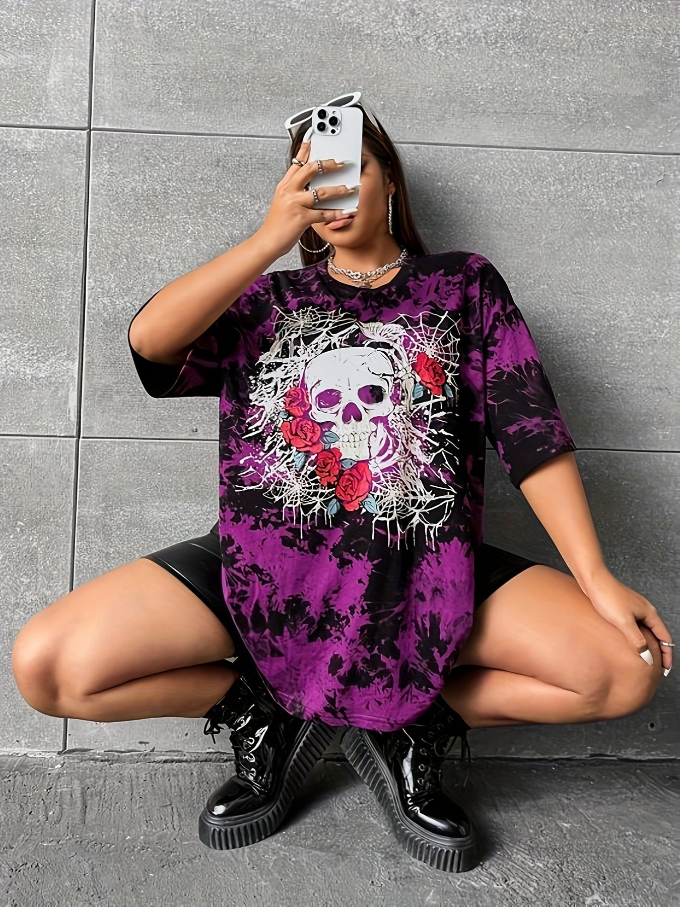 Plus Size Skull Print T-Shirt