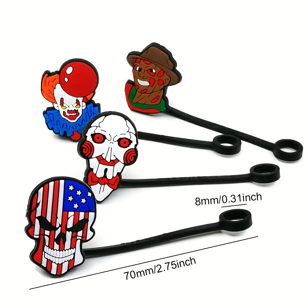 Reusable Horror Clown Silicone Straw Tip Caps