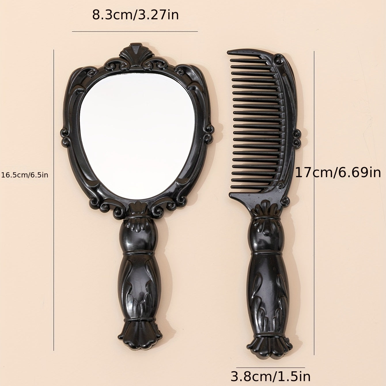 Vintage Floral Handheld Mirror & Comb Set