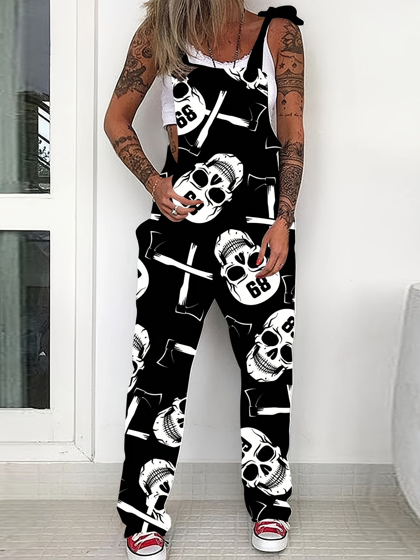 Gothic Skulls Print Romper