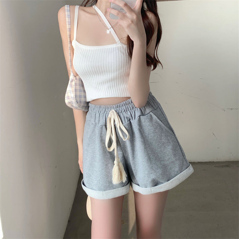 high waist curly shorts