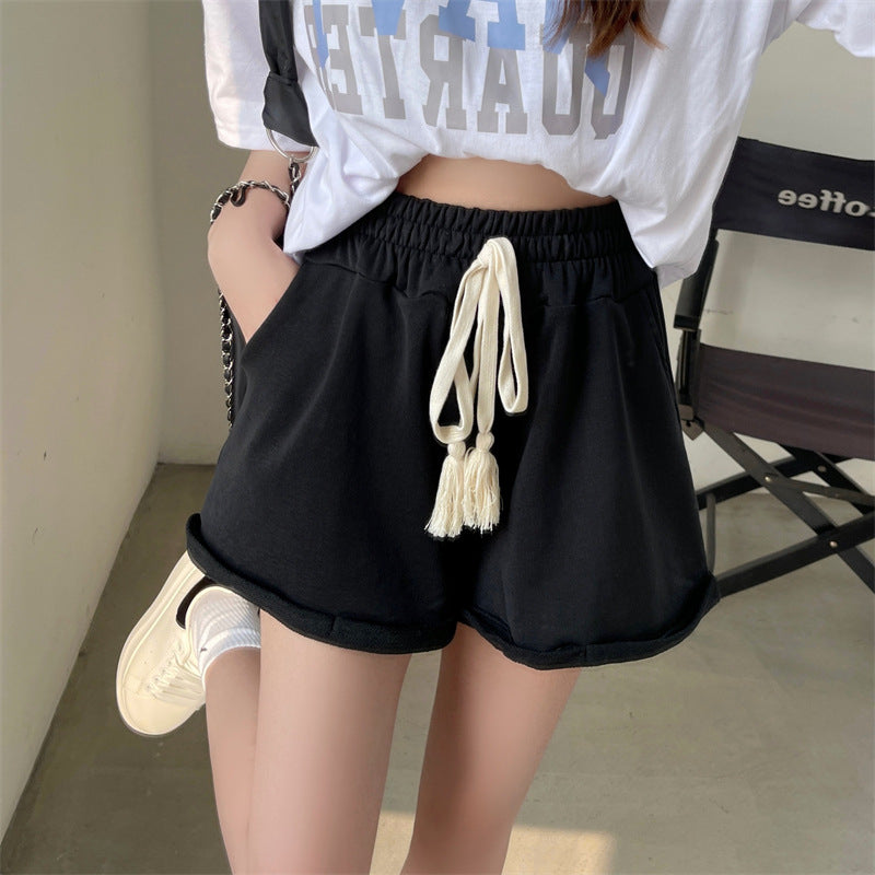 high waist curly shorts