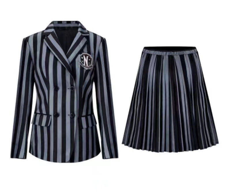 Addams family Wednesday heroine suit school uniform