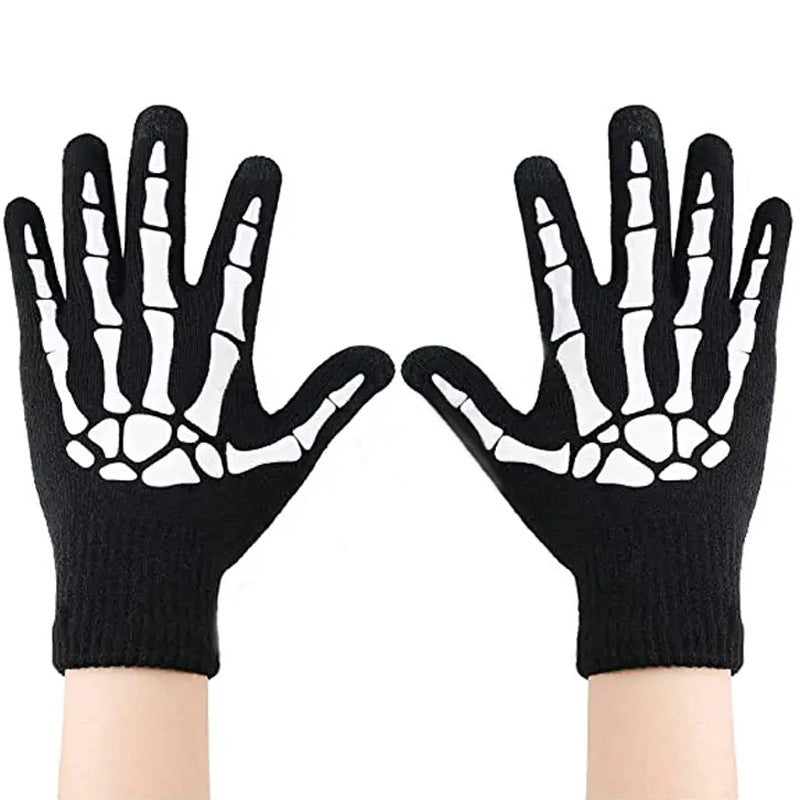 Skeleton  Printed Black Gloves