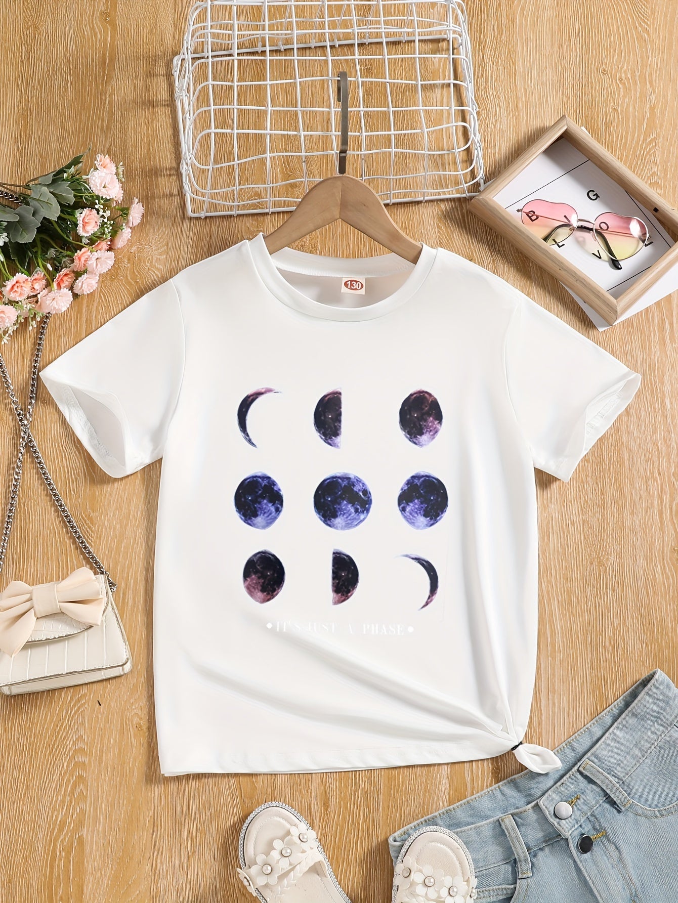 Moon Phase Graphic Short Sleeve T-Shirt