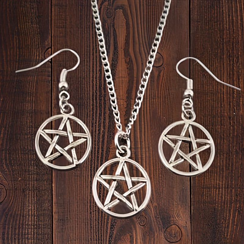 Gothic Pentagram 3-Piece Jewelry Set