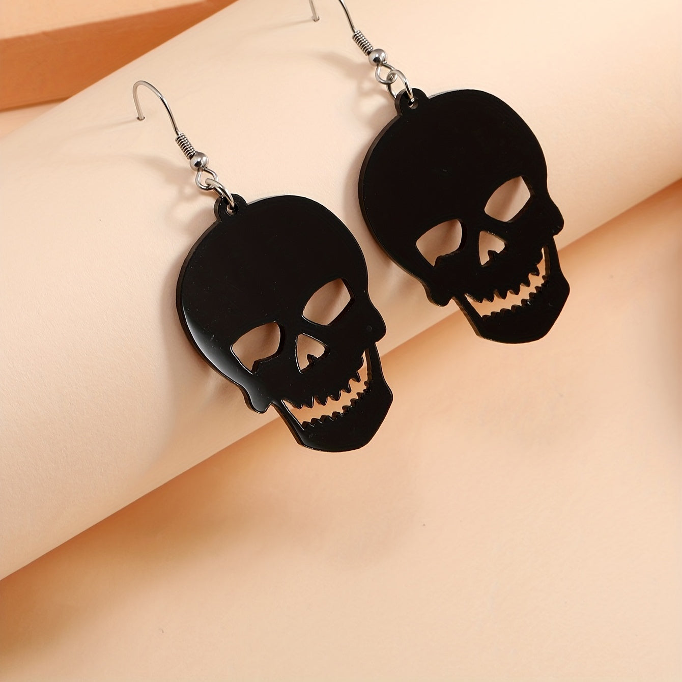 Black Skull Design Dangle Earrings