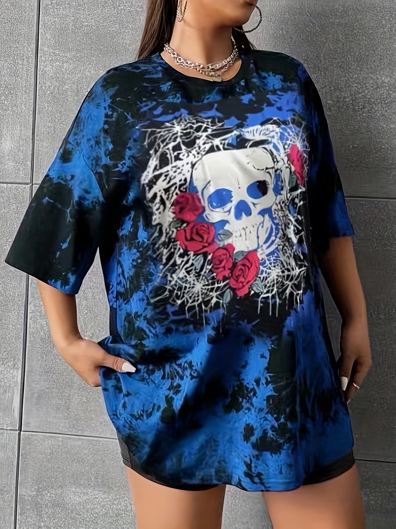 Plus Size Skull Print T-Shirt