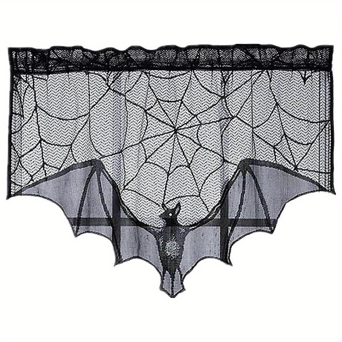 1pc Black Lace Halloween Gothic Bat Window Curtain