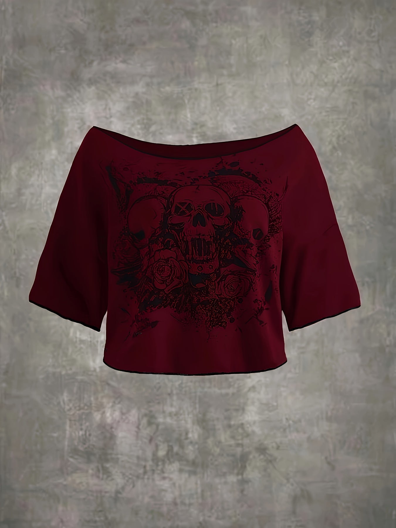 Off-Shoulder Skull T-Shirt