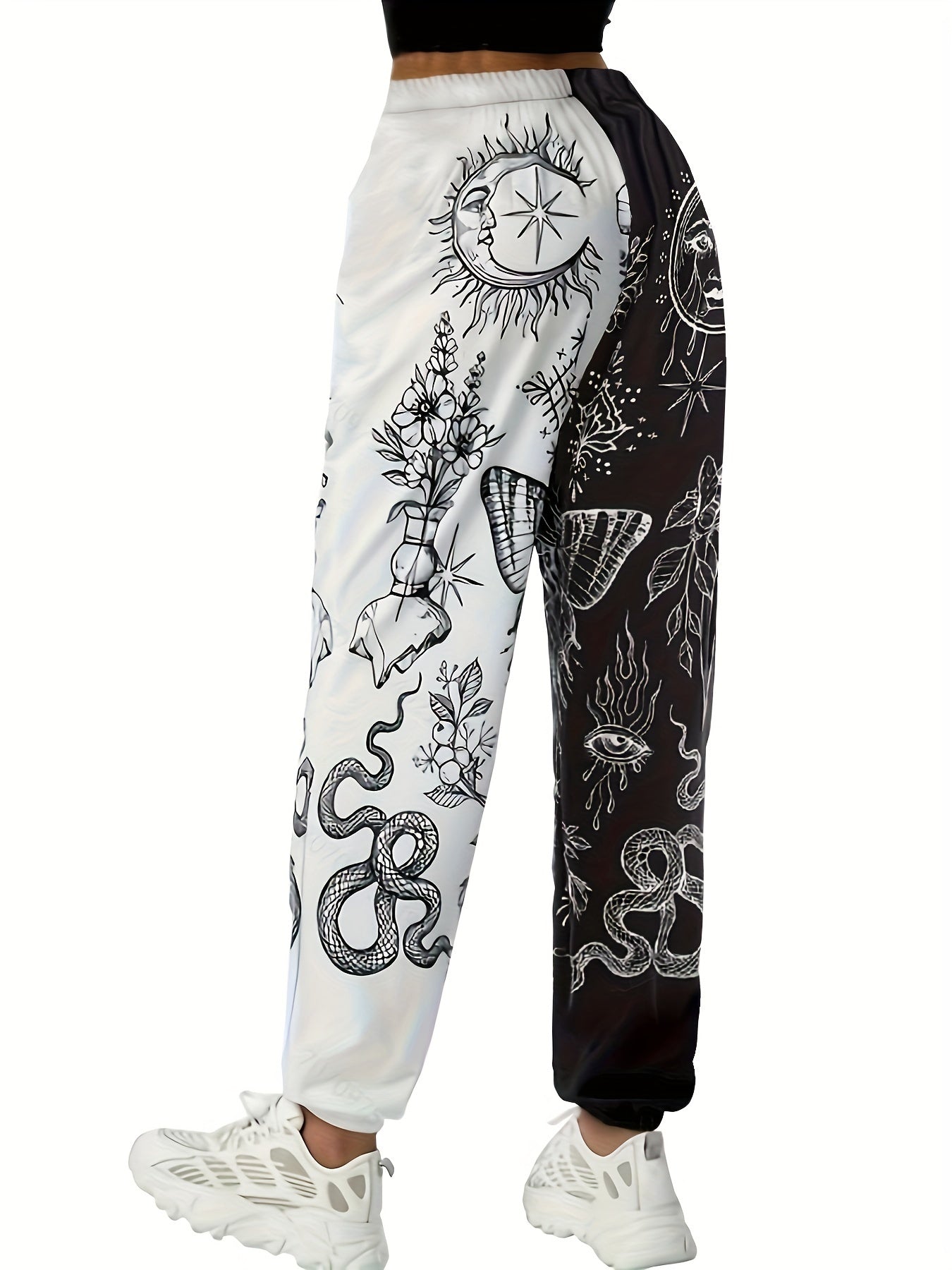 Women's two tone graphic skull pants