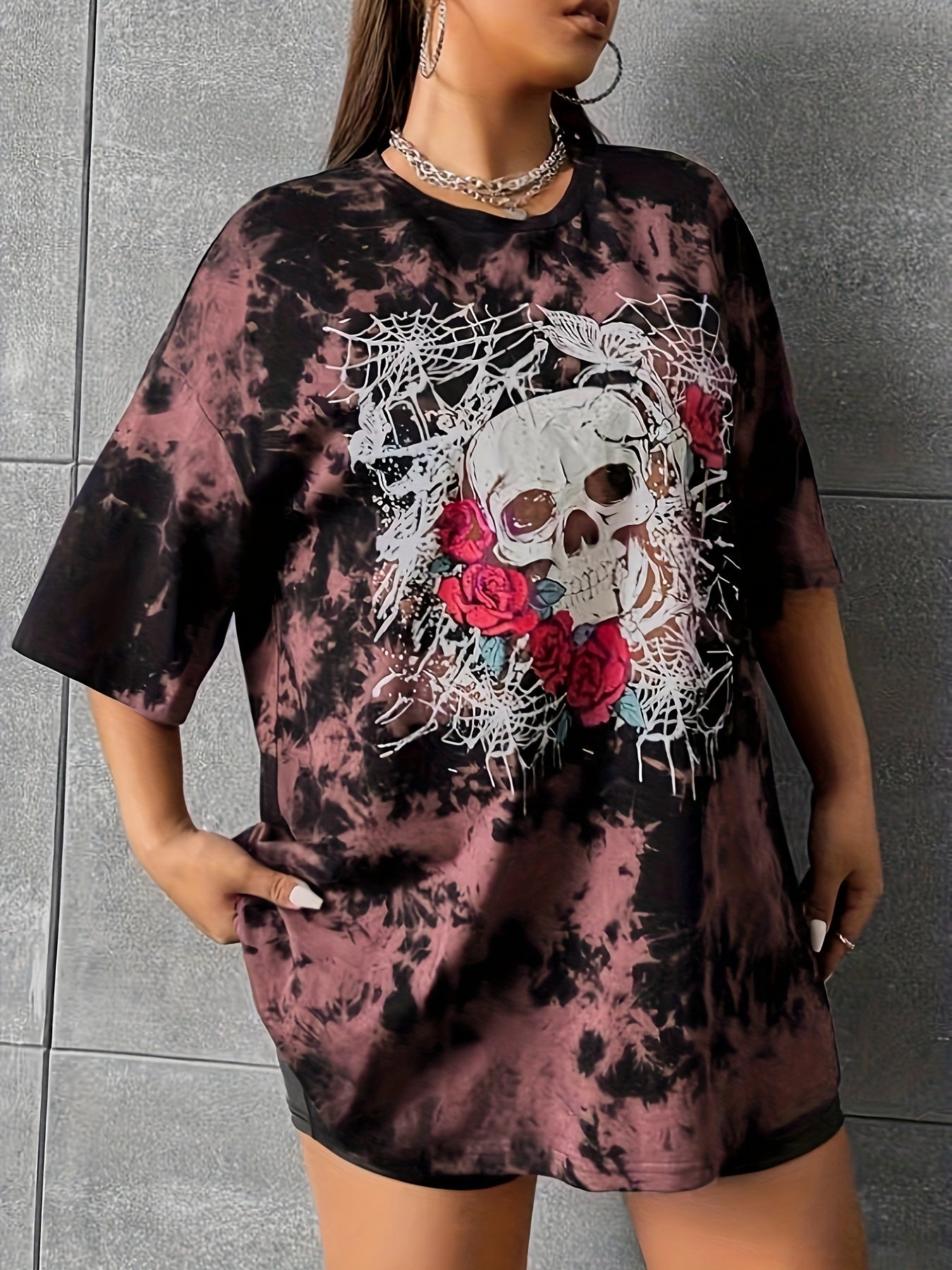 Plus Size Skull Print T-Shirt