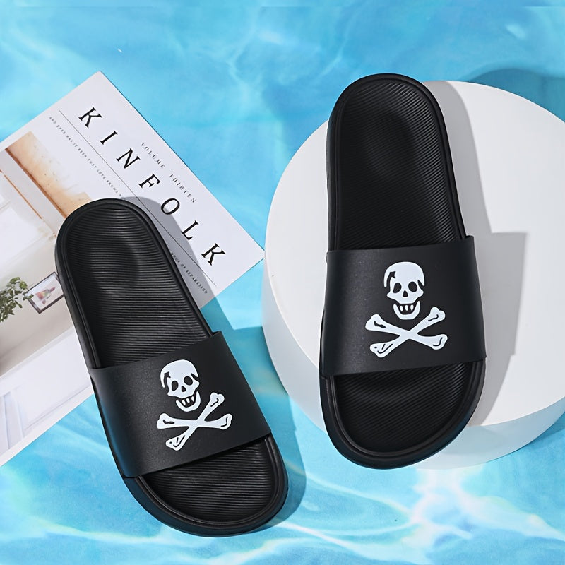 Skull And Crossbones Print Slides For Men