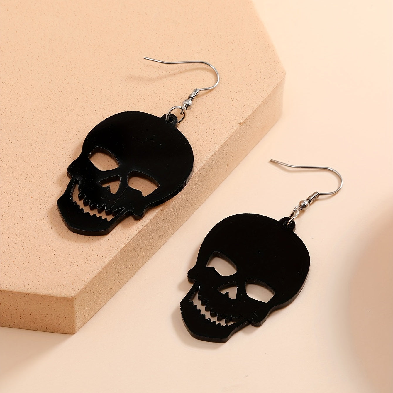 Black Skull Design Dangle Earrings