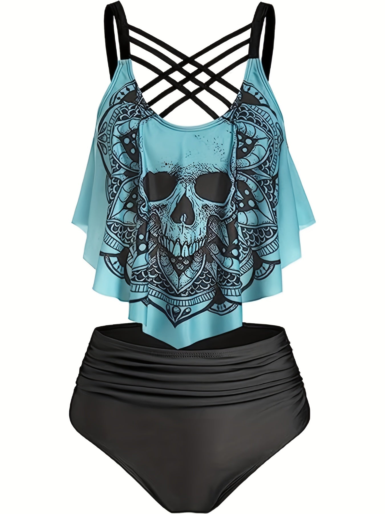 Plus Size Skull Tankini Set