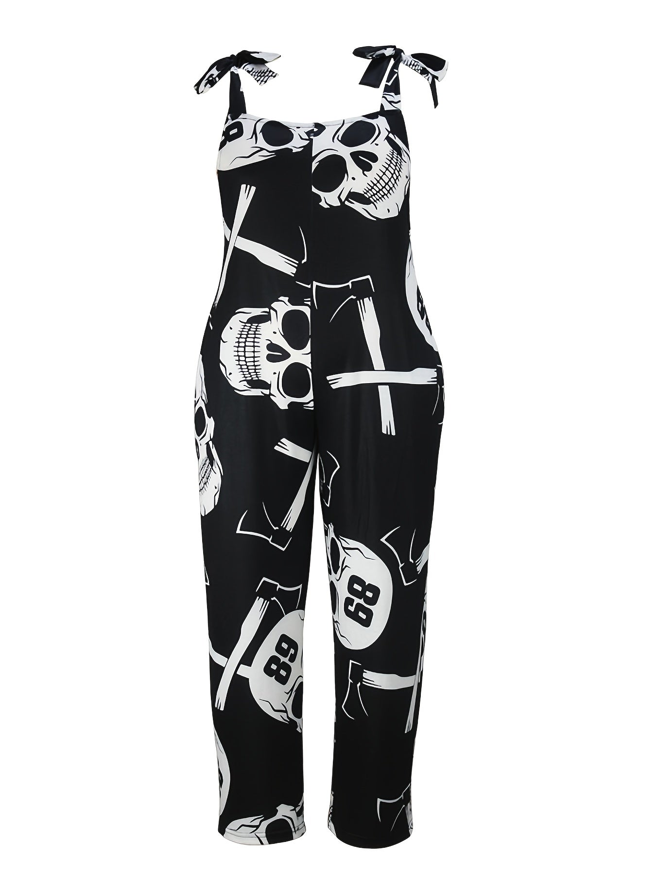 Women's Plus Skull & Number Print  Jumpsuit