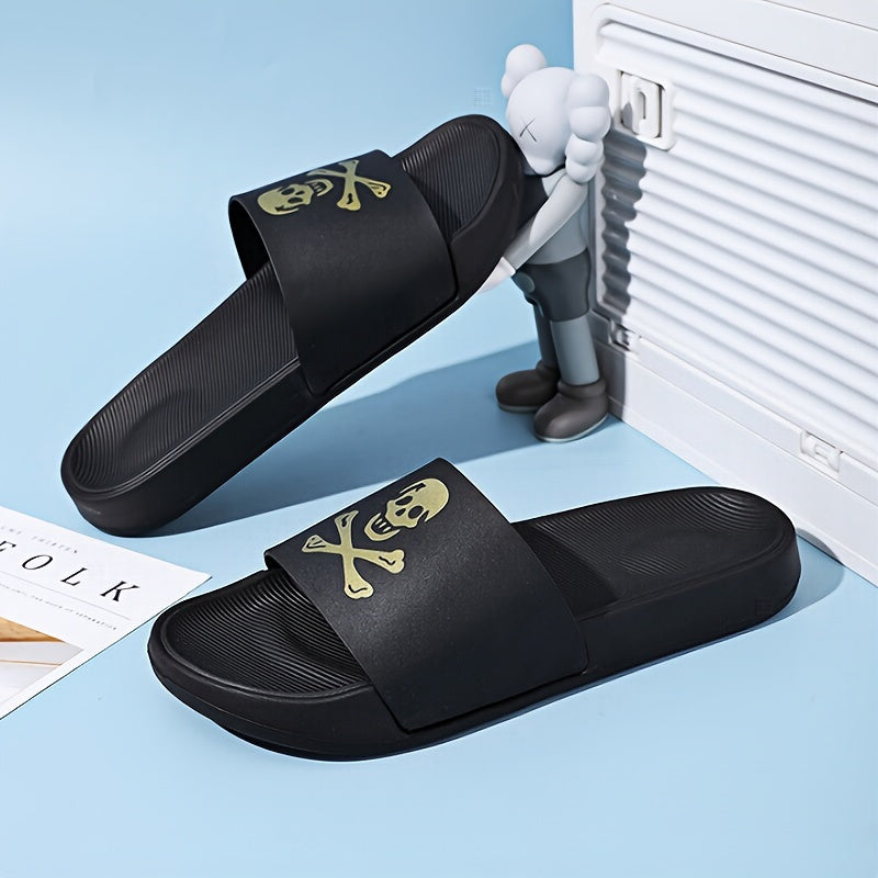 Skull And Crossbones Print Slides For Men