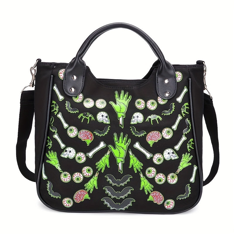 Punk Style Bat Print Tote Bag