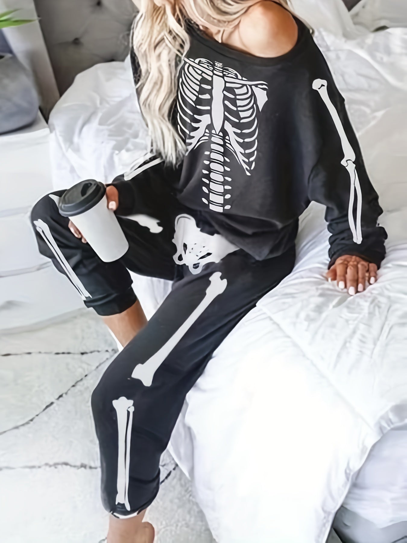 2pc skeleton pajama set