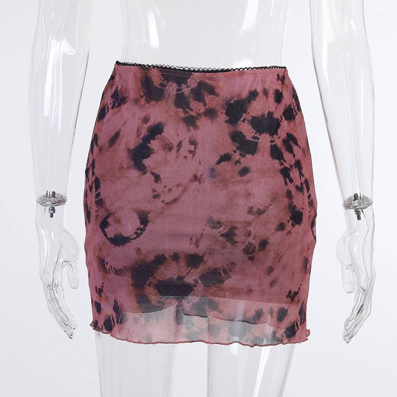 Tie Dye Mesh Mini Skirt