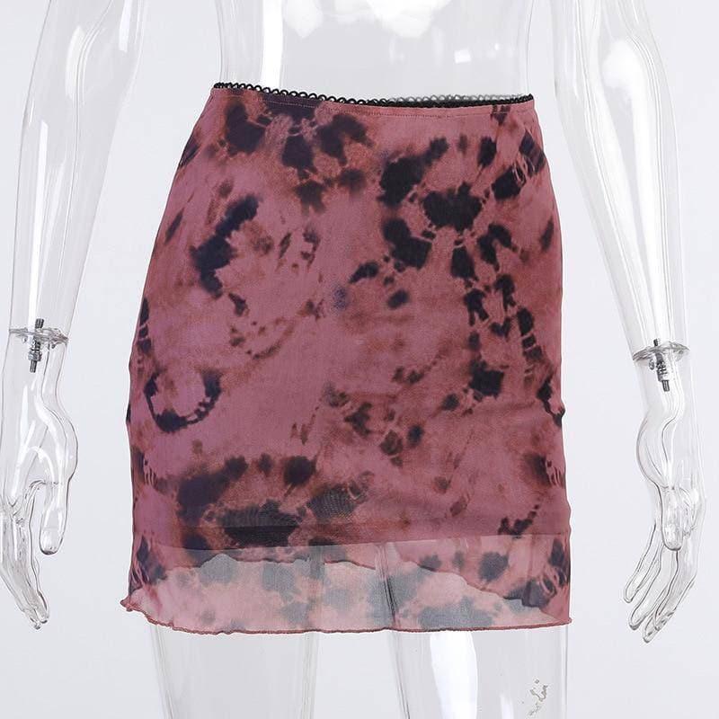 Tie Dye Mesh Mini Skirt