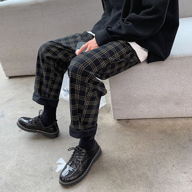 Men's Retro Casual Plaid Pants