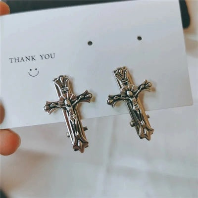 Punk Metal Cross Hair Clips